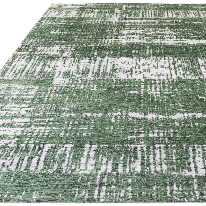Beau Flatweave Forest Green Rug, Rectangle 120 x 170cm