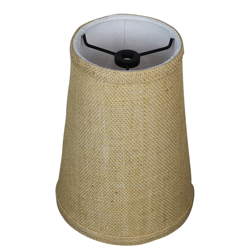 8" H X 6" W Empire Lamp Shade -  (Spider Attachment) In Burlap Natural