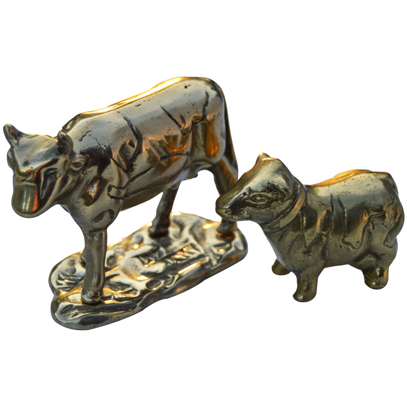 Midcentury Brass Cow & Calf, S/2
