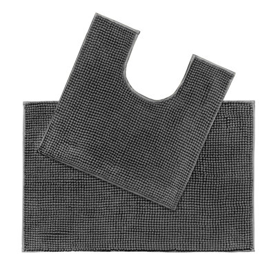 Kulap Chenille Bobble Bath Mat & Pedestal 2pc Set