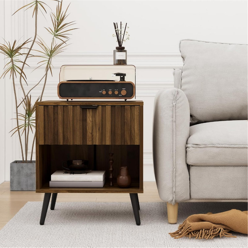 17.72cm W Bedside Table, One Drawer