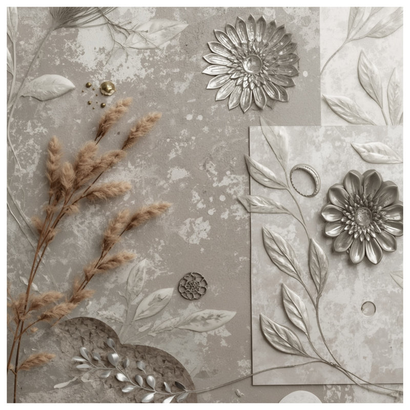 Couvre-lit matelassé à motif floral métallique métallique toutes tailles, Twin