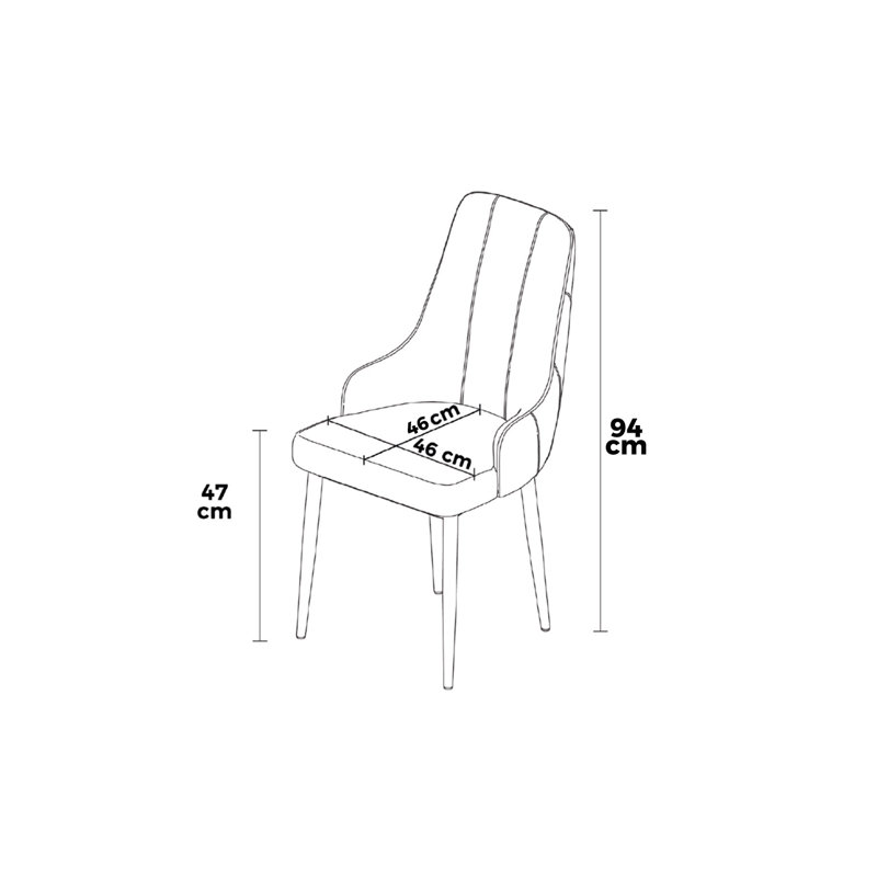 Ensemble de chaises, Anthracite, 4, Doré