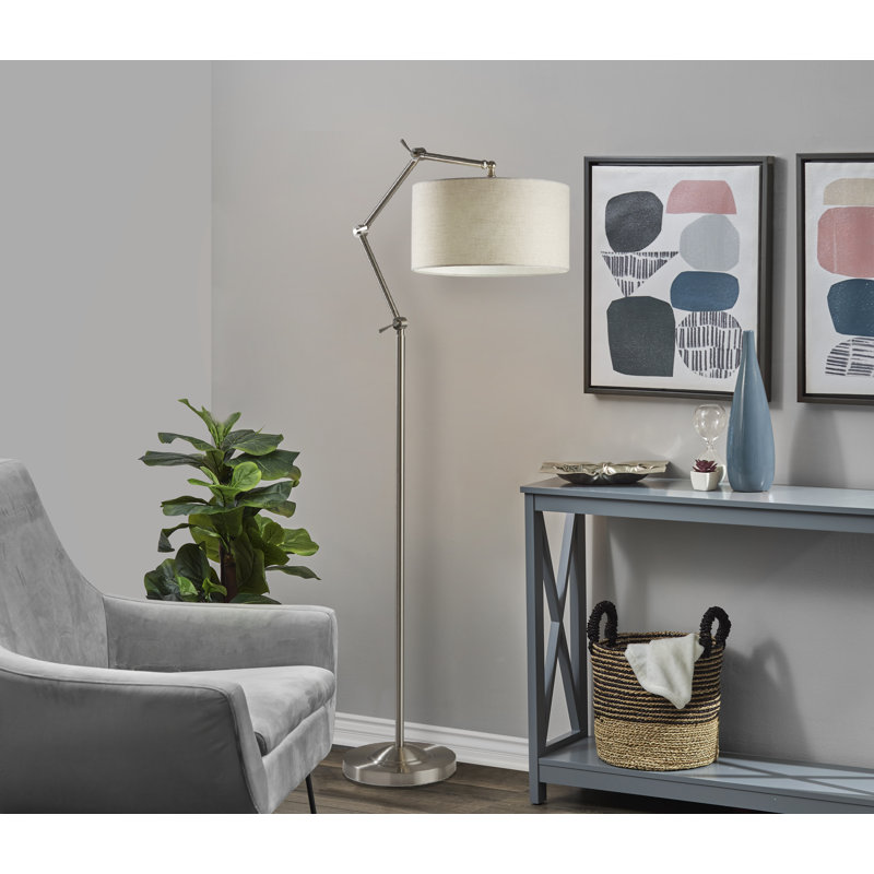 Perolio Schutt 77" Swing Arm Floor Lamp, Brass