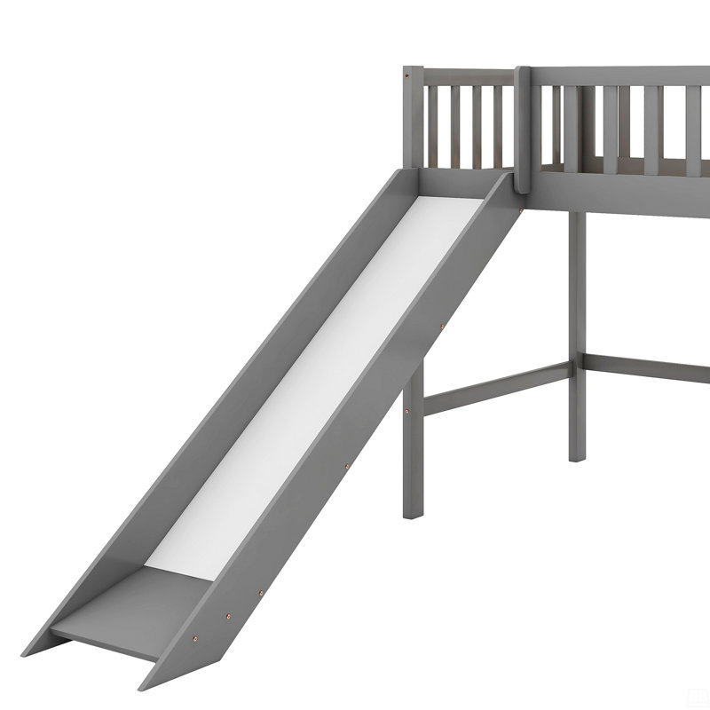 Lit mezzanine simple bas avec échelle et glissade