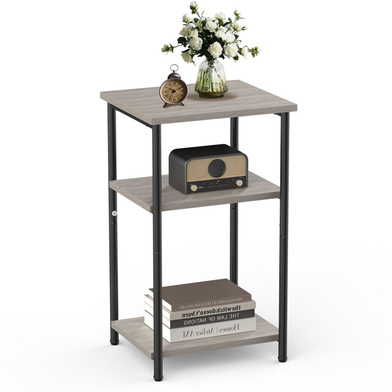 22.8" Tall End Table, Side Table, Wooden Nightstand for Living Room, Bedroom, Office, or Bathroom, Gray Wood