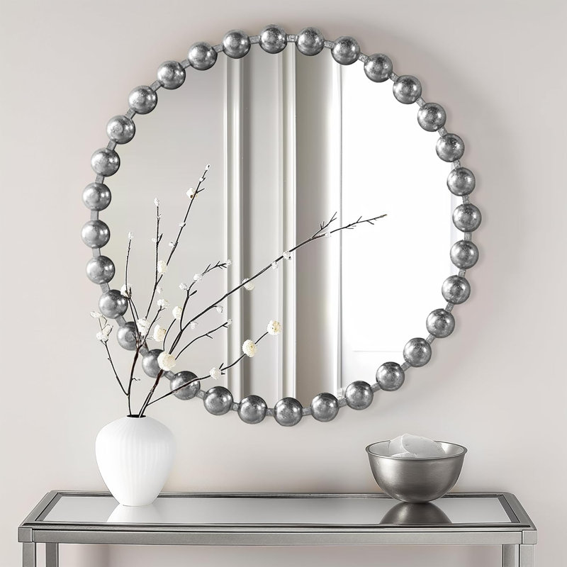 Miroir circulaire en métal, Argent