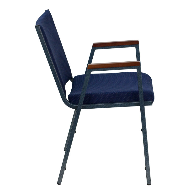 Aliya Heavy Duty Blue Fabric and Steel Stacking Chair with Arms