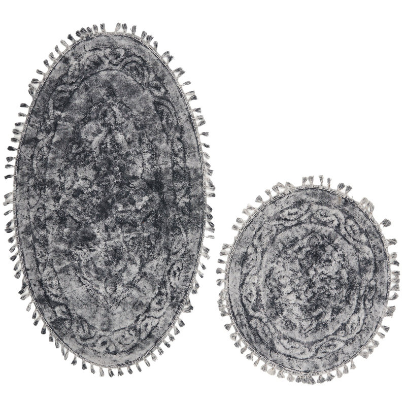 Ensemble de tapis de bain luxueux en coton (2 pièces) | Dessous antidérapant de 19,7 po x 23,6 po et de 23,6 po x 39,4 po | 100% coton, hauteur des poils de 5 mm, 35,3 oz / verge | Lavable à la machine, doux et absorbant pour le confort de la salle de bain