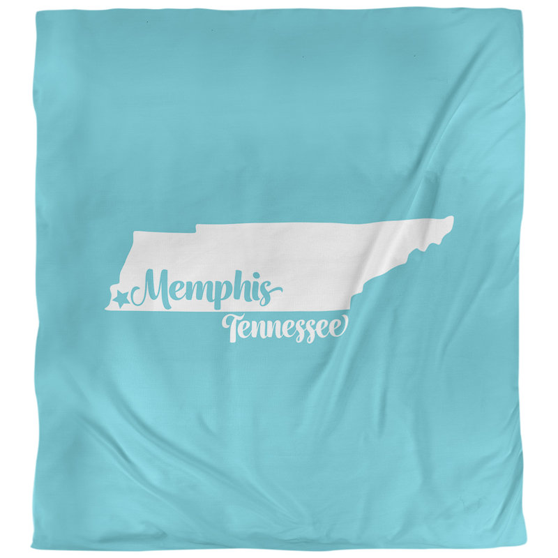 Housse de couette réversible simple Memphis Tennessee, Polyester brossé, Housse de couette pour très grand lit, Bleu sarcelle