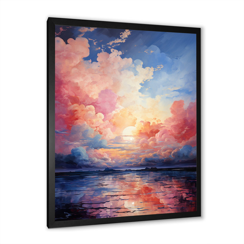 «Clouds Skys Canvas II», art mural paysage et nature, H 32 po x l 16 po x P 1 po, Cadre photo noir