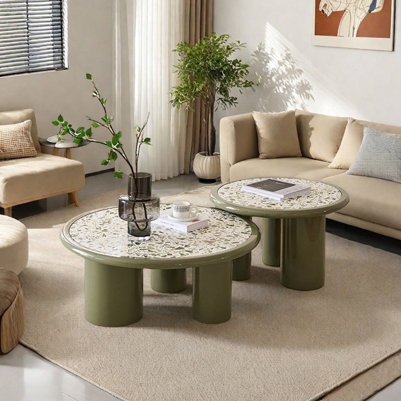 Modern Minimalist Coffee Table with Terrazzo Top