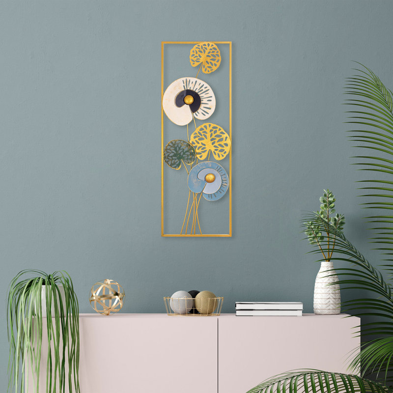Hand-Painted Decorative Metal Wall Accessory, 12.6 x 35.4 inches | 100% Metal, Thickness: 0.06 inches | Unique Color Variations, Easy Wall Mount with Back Piece | Perfect for Living Room, Office & Home Decor