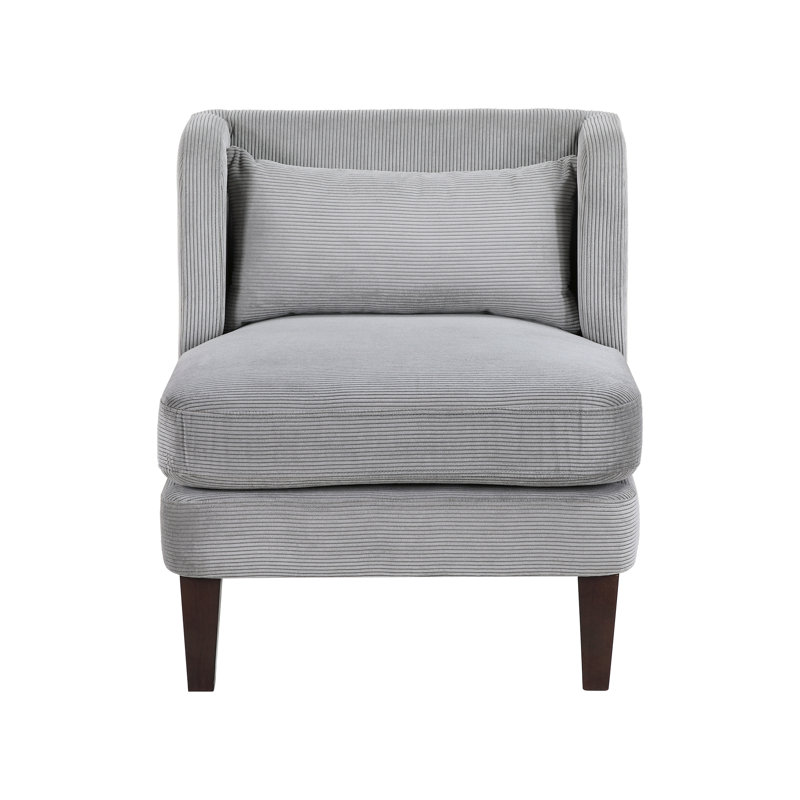 Chaise de salon en gris foncé avec 100% velours côtelé et pieds en mousse, Gris foncé
