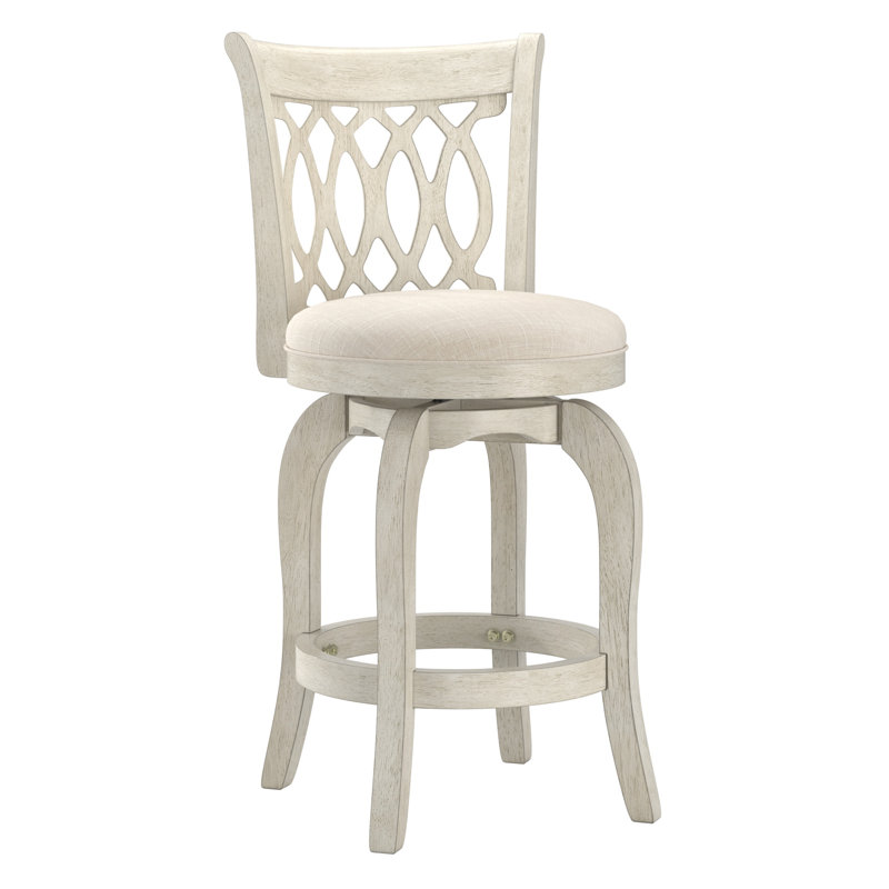 Alyn Swivel Counter Height Chair, Beige, Counter Stool (24" Seat Height), Antique White