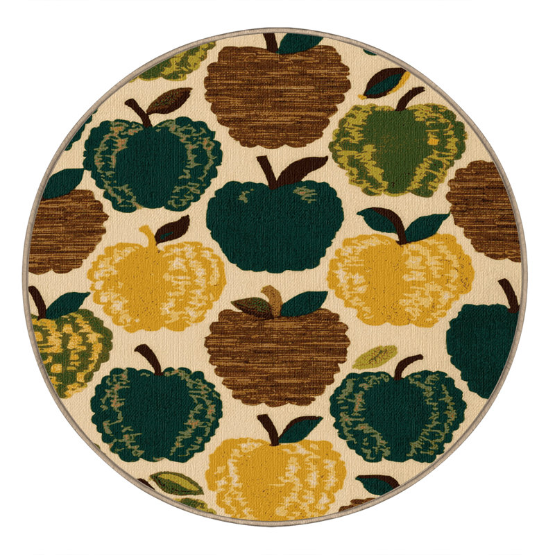  Tapis lavable avec pommes et sucre, Rond 6 pi