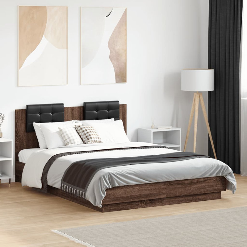 Vandewa Bed, Brown Oak, UK Small Double - 120 x 190 cm