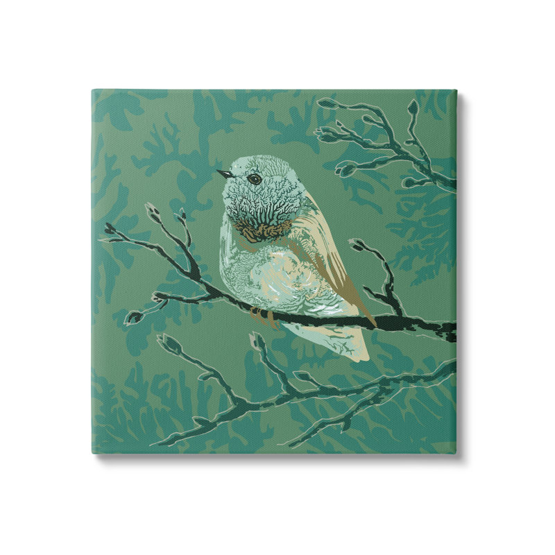 «Green Bird perché» par Verbrugge Watercolor, impression sur toile tendue, H 30 po x l 30 po x P 1,5 po