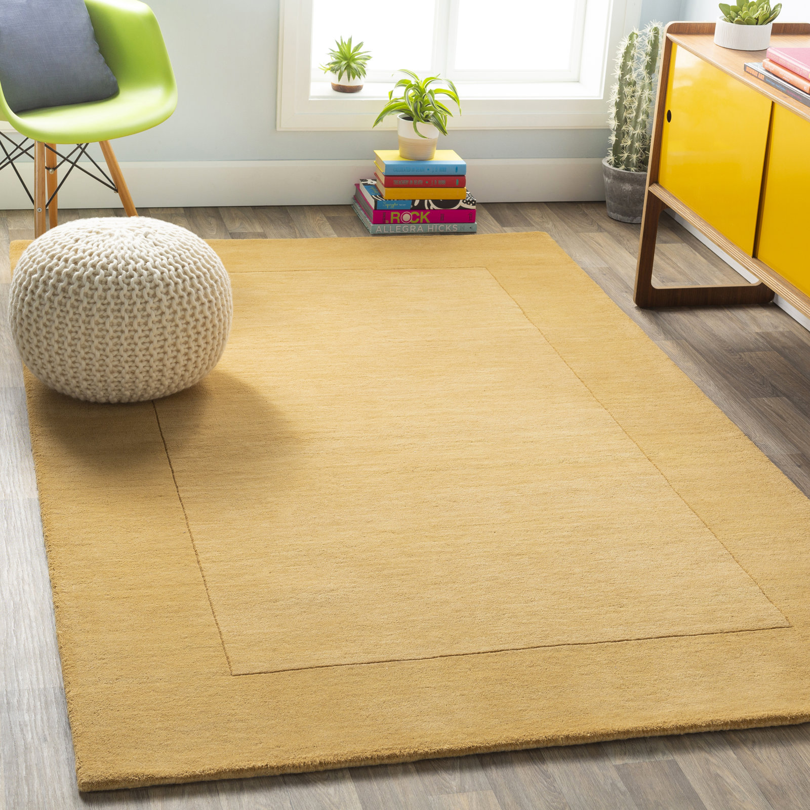Dolma Yellow Hand-Loomed Wool Rug, Rectangle 12' x 15'