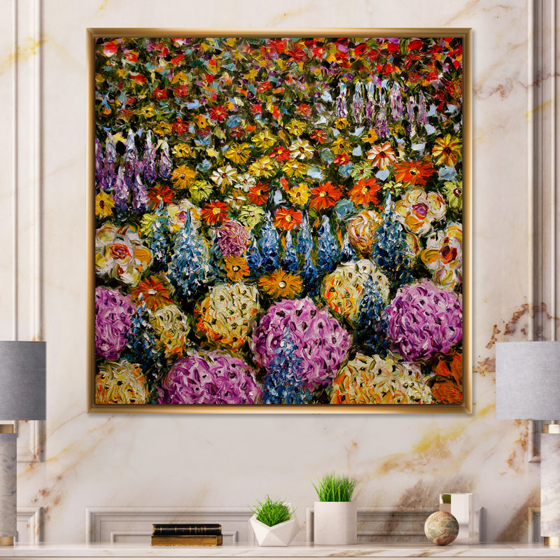 Vibrant Colorful Wildflowers On Canvas Painting