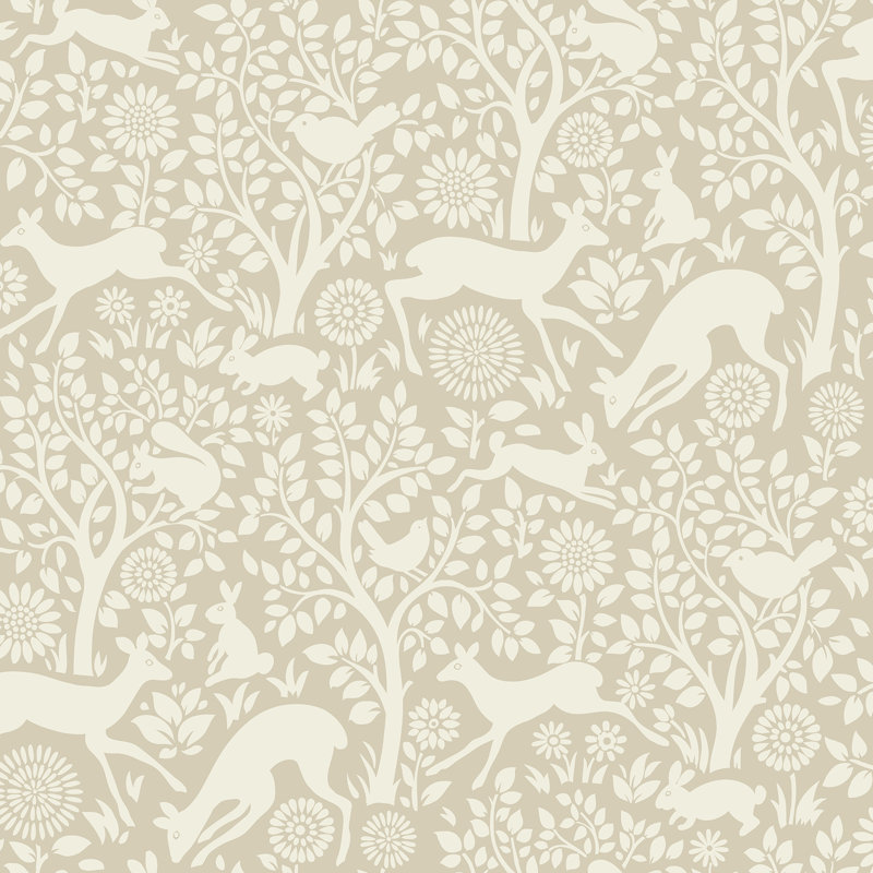 Ericka Forest Fauna 33' x 20.5" Wallpaper Roll, Neutral