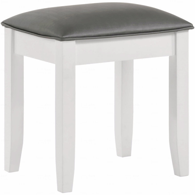 Tabouret d'appoint - Meuble-lavabo blanc brillant avec siège rembourré