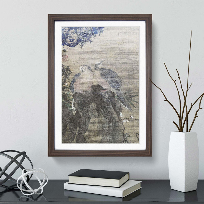 Birds by Lu Ji - Framed Print, 60cm H x 40cm W x 2cm D, Walnut