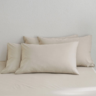 MooMee 100% Washed Cotton Pillowcases Linen Like Textured Breathable Soft
