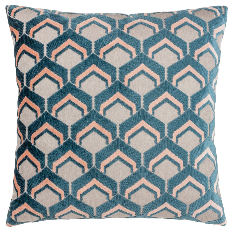 Ledbury Geometric Square Cushion, Smoke/Rose
