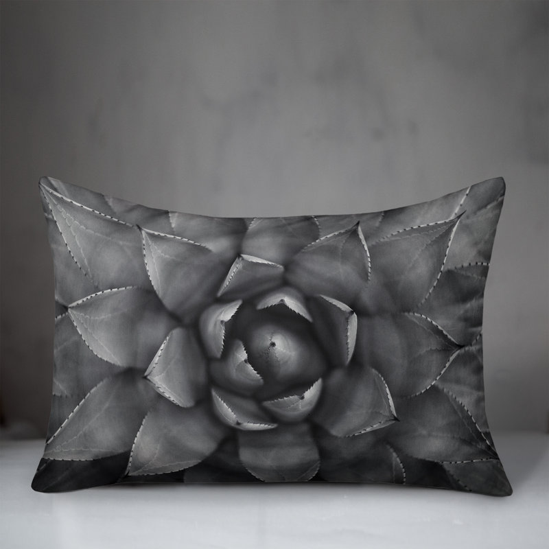 Floral Outdoor Reversible Throw Pillow, Black