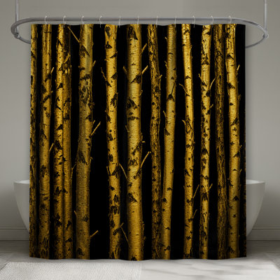 Golden Birch Trees Shower Curtains Extra Long