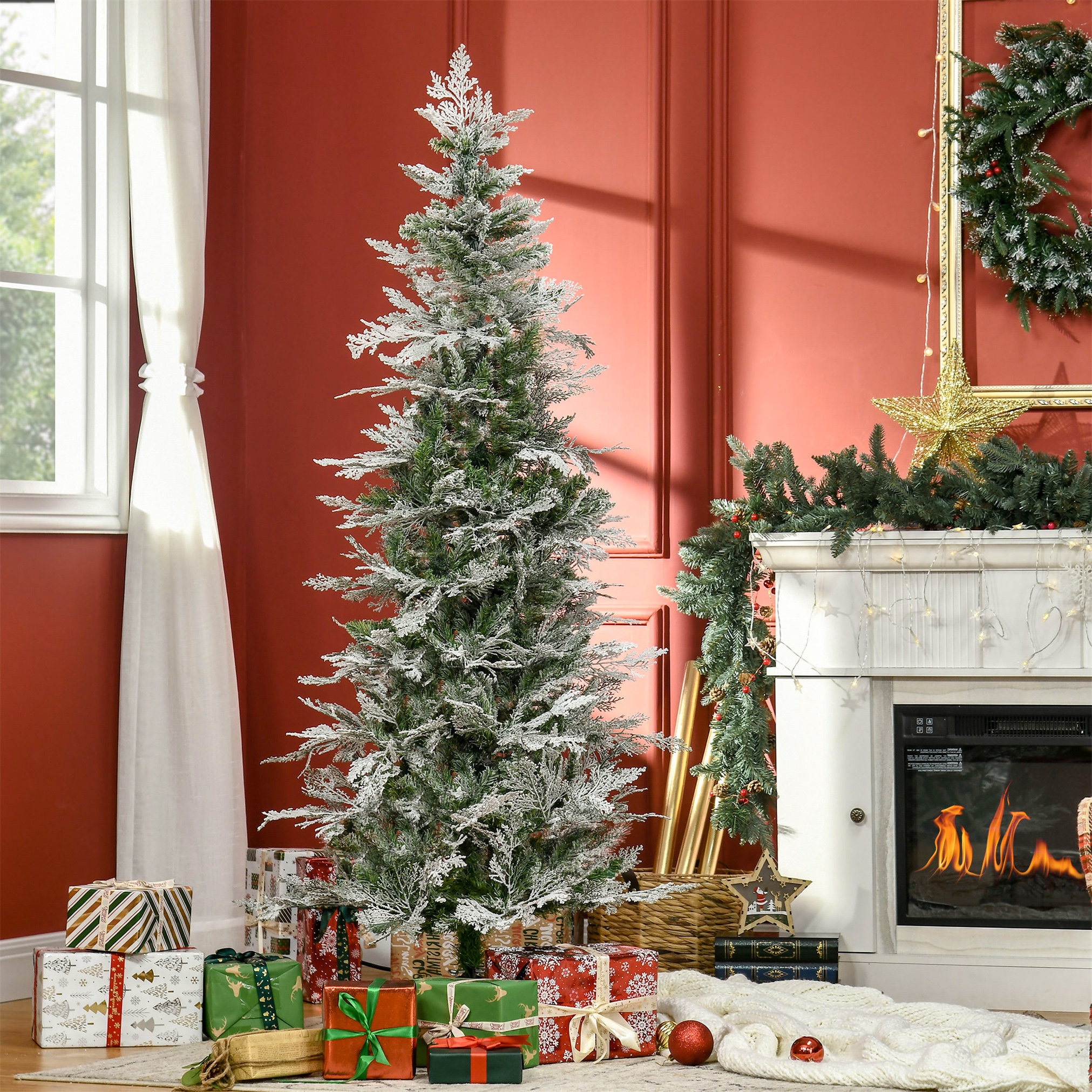 Artificial christmas trees with store multi color lights