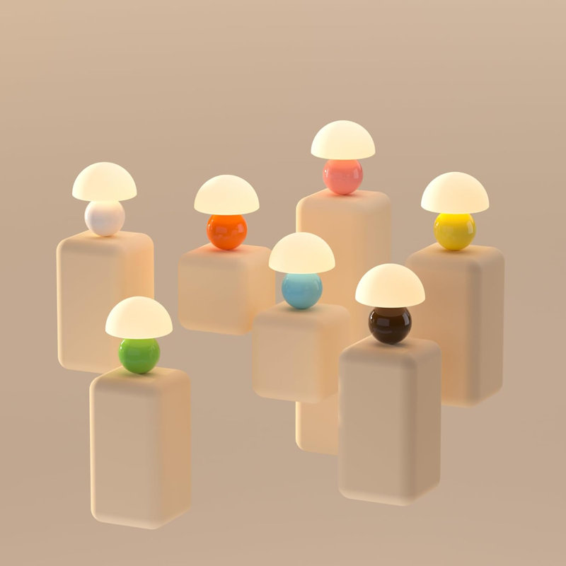 Lampe de table champignon blanc, mini lampe de bureau