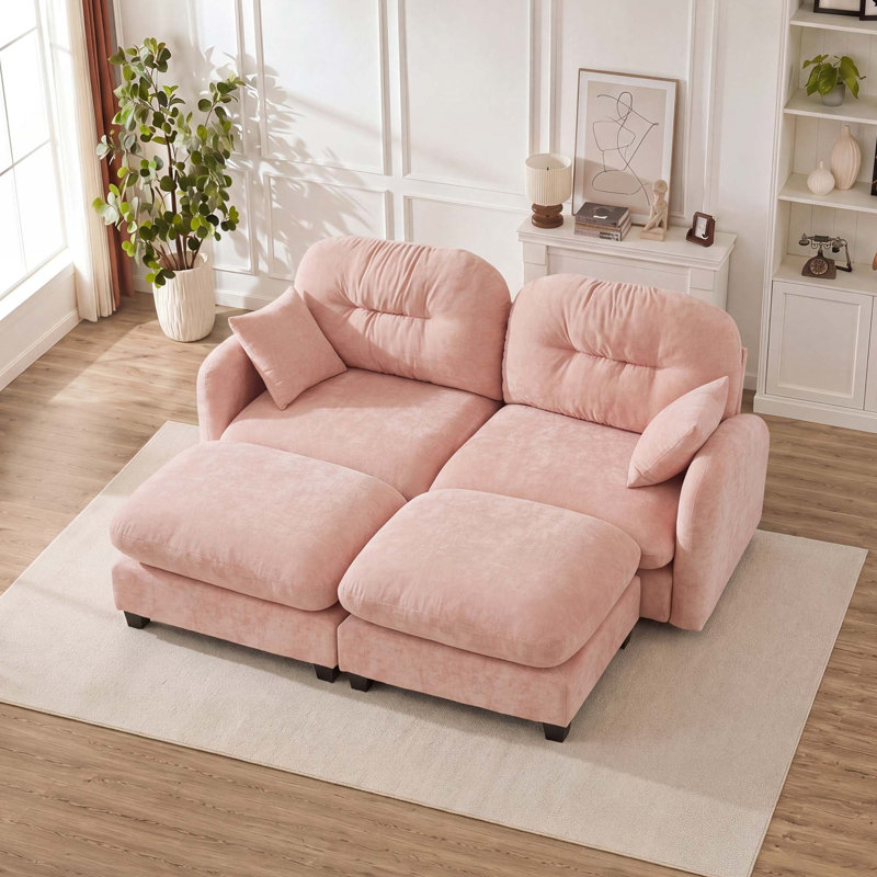 Canapé modulaire modulaire avec 2 repose-pieds avec tissu ergonomique en chenille de qualité supérieure et combinaisons flexibles