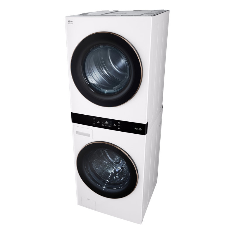 Lg Studio Washtower Smart Front Load 5.0 Cu. Ft. Washer And 7.4 Cu. Ft. Dryer With Center Control, Gas, White