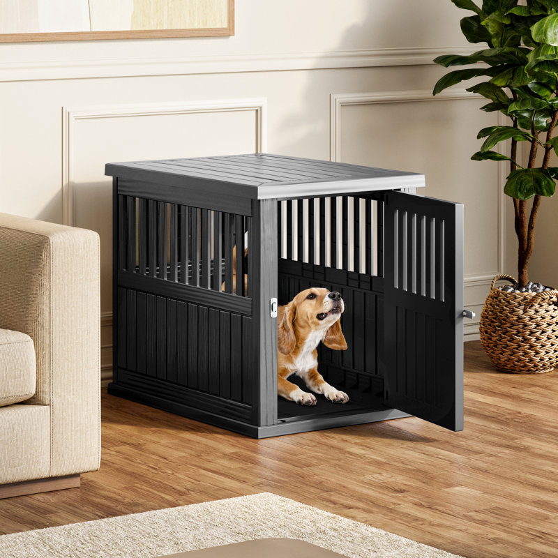 Mobilier de cage pour chien - Niche décorative pour petits et moyens chiens, Noir, H 25,2 po x l 21 po x P 29,5 po