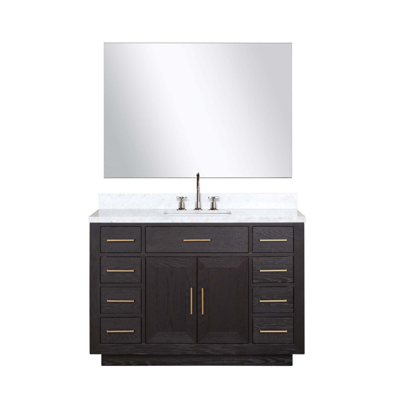 Ensemble de meuble-lavabo simple avec robinet et miroir
