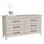 Commode double 6 tiroirs Paris, quatre pieds, plateau supérieur, gris clair