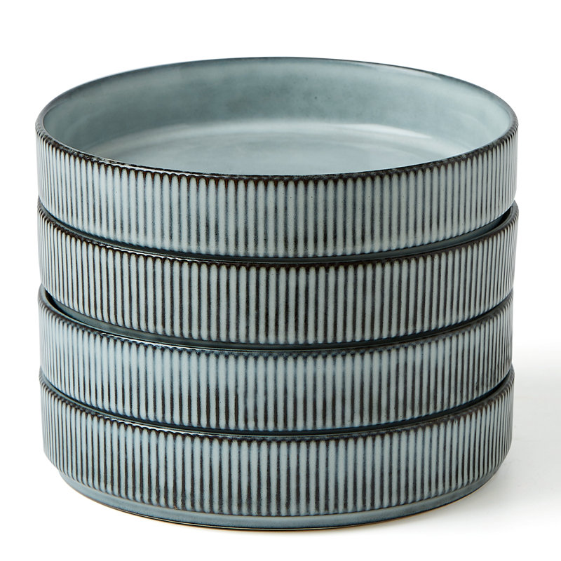 Stoneware Pasta Bowl Set (Set of 4), Smoky Blue