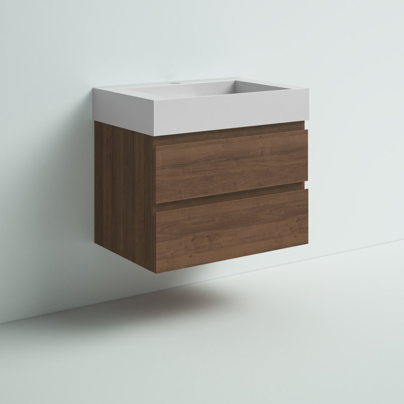 Ensemble de meuble-lavabo mural simple 30 po Babajide, Bois de rose