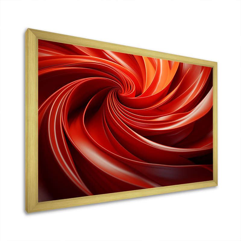 Orange et rouge abstrait spirale Dreamscape II - abstrait spirales murales, H 16 po x l 32 po x P 1 po