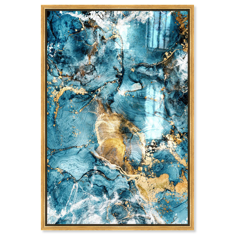 Oliver Gal Strength and Soul Abstract - Leaf & Hand-Applied Glass Coat Framed Canvas Art, Gold, 37" H x 25" W