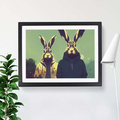 Two Modern Hares 1 Piece Single Picture Frame Wall Art