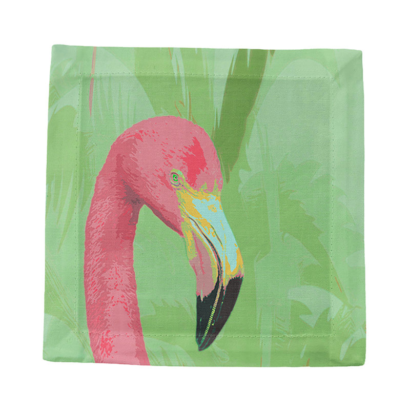Palm Springs Cotton Sateen Cocktail Napkins, Flamingo