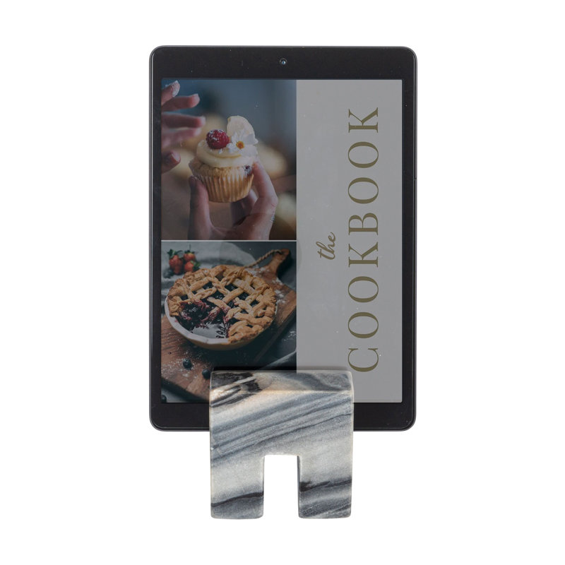 Contemporary Marble Cookbook Stand, Gray