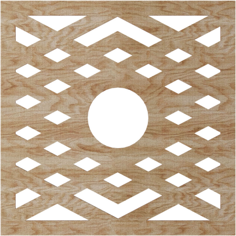 Médaillon de plafond à chevron en bois à chevron 32 "DO x 8 1/4" ID x T 3/8 "Hickory, Chêne rouge
