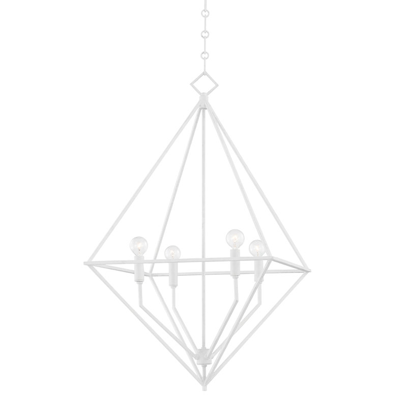 Haines 4 - Light Chandelier, 32" H x 24" W x 24" D, White Plaster