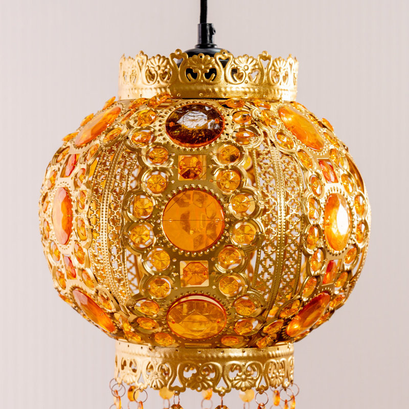 35cm H Metal Round Pendant Shade, Gold