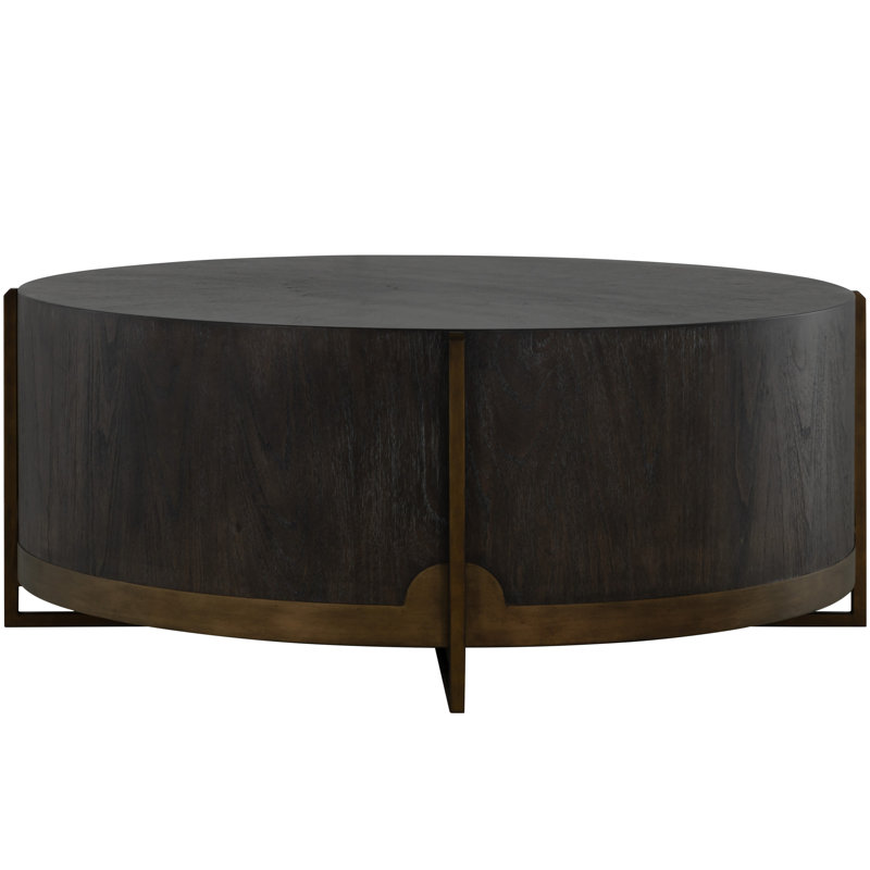 Clifton Drum Coffee Table, Black Top/Brown Base