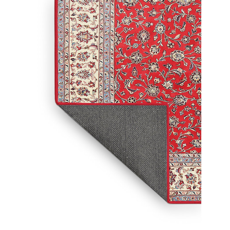 Tapis rouge/beige/gris traditionnel Kirti, Rectangle 5 pi x 7 pi